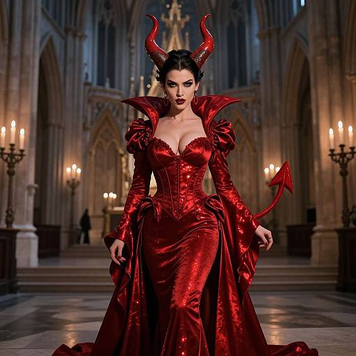 Photorealistic Seductive Devil Woman Portrait