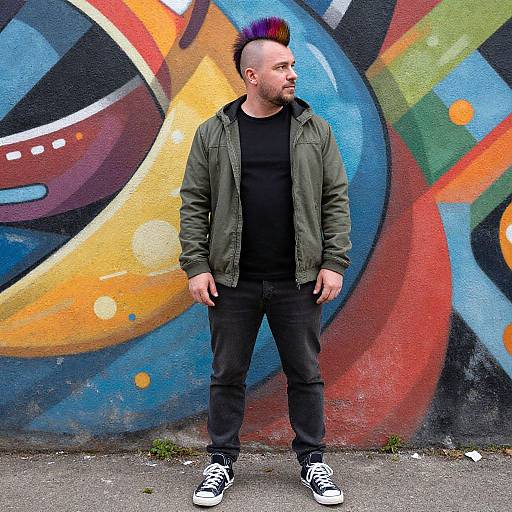 Fit European Man with Vibrant Mohawk