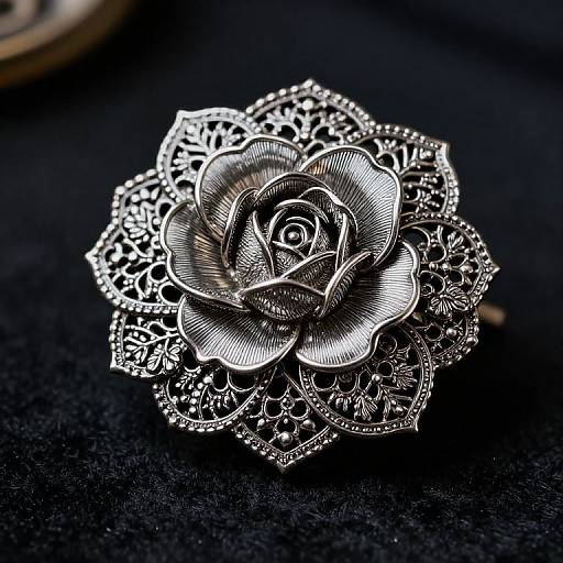 Intricate Floral Filigree Brooch
