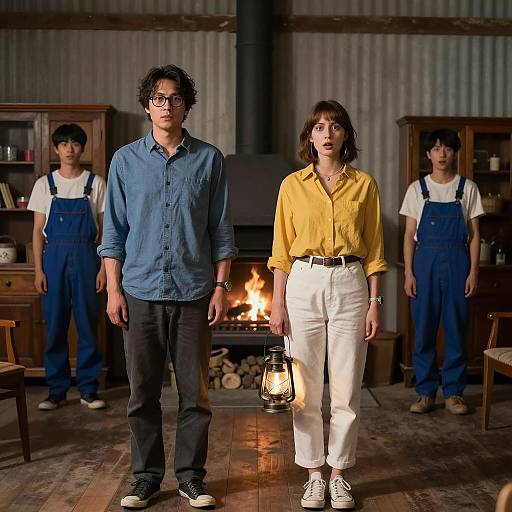 Group Gathering in a Rustic Room