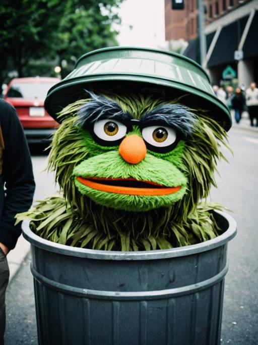 Oscar the Grouch Costume in Trash Can