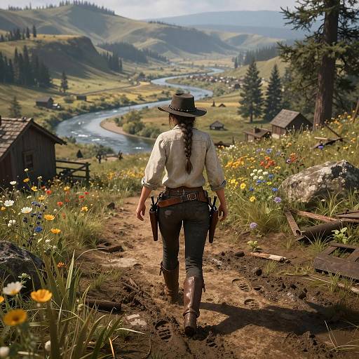 Female Bounty Hunter in Western Valley