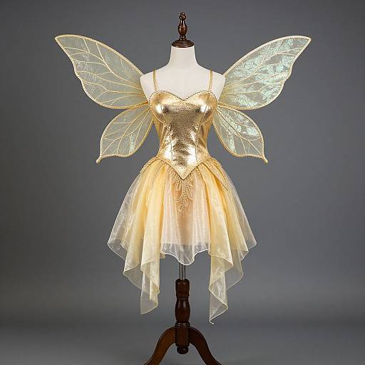 Golden Yellow Fairy Costume with Wings