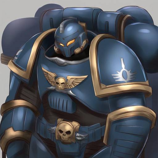 Illustration of Adeptus astartes, warhammer 40k in the style of Saku (kudrove)