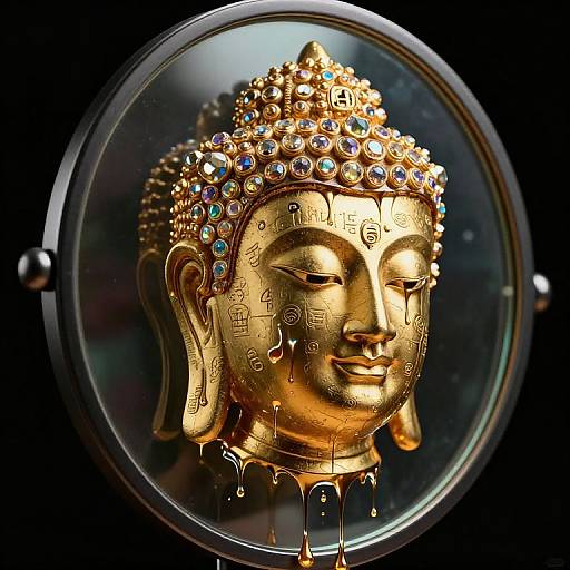 Golden Cyberpunk Melting Buddha