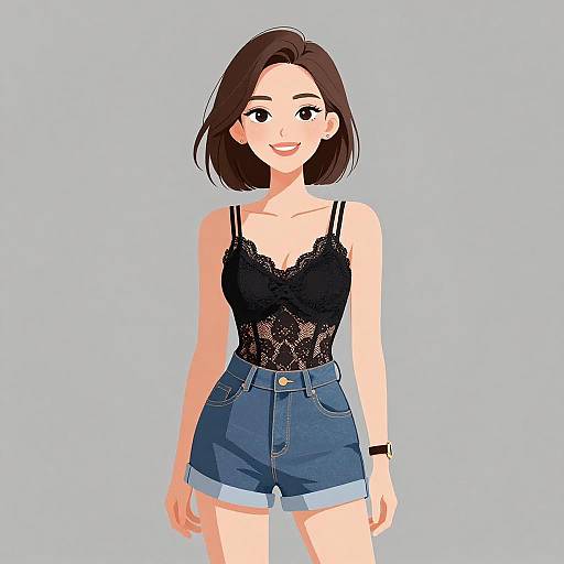 Smiling Woman in Casual Chic Outfit