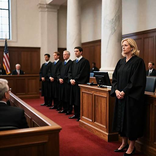 Courtroom Scene with Female Judge