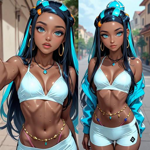 Nessa from Pokémon with Multicolored Hair