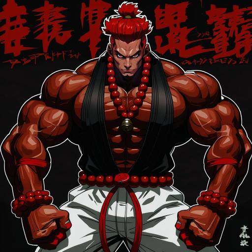Illustration of Akuma (street fighter), street fighter in the style of Takayama toshinori
