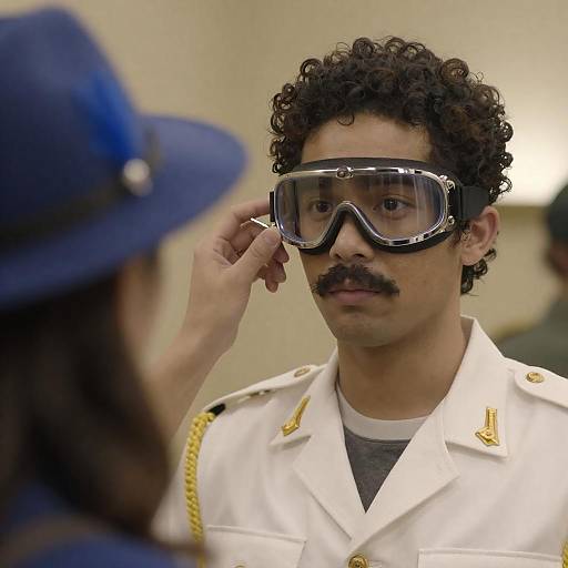 Man in White Military Jacket with Goggles
