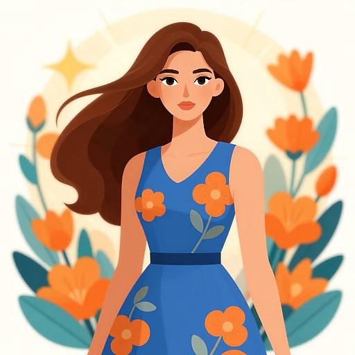 Elegant Woman with Floral Sunburst