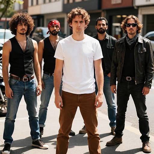 Dynamic Group Portrait on Urban Street