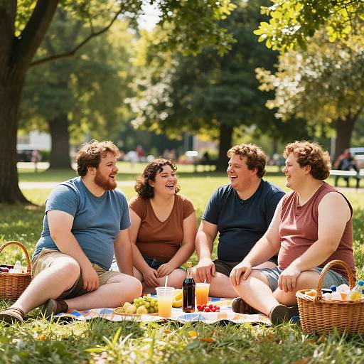 Joyful Picnic of Four Friends