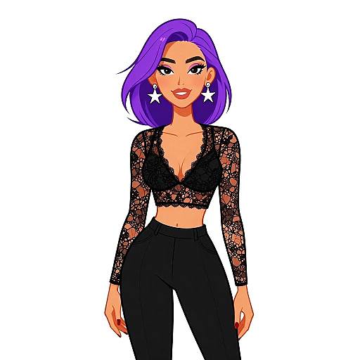 Chic Woman in Black Crop Top