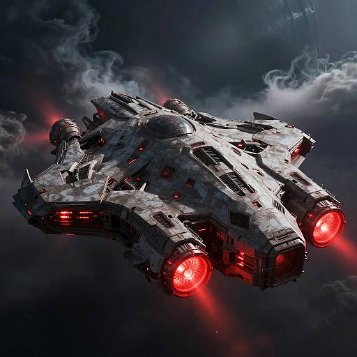 Evil Spaceship Over Dark Alien Planet