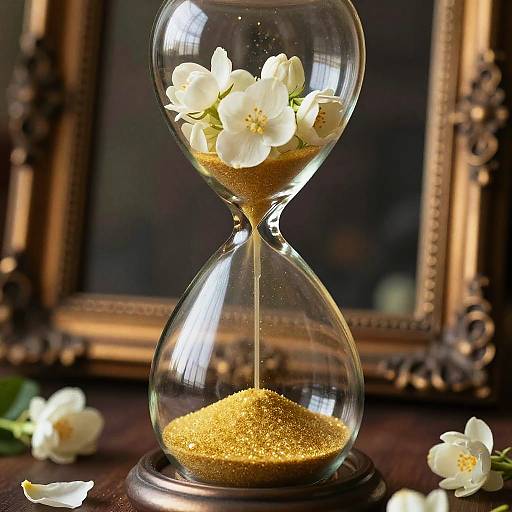 Jasmine Petals in Ornate Hourglass