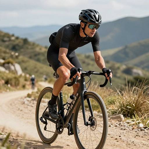 Wiry Cyclist Climbing Mountain Trail