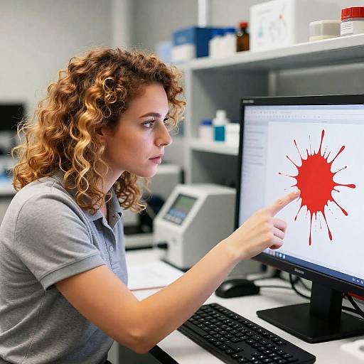Focused Scientist Analyzing Red Splatter Patterns