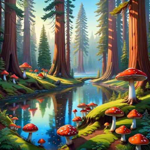 Majestic Redwoods by a Shimmering River Majestic Redwoods by a Shimmering River