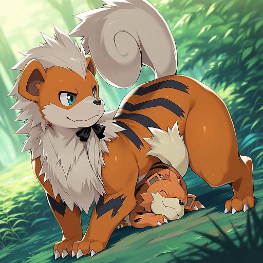 Illustration of Growlithe, pokemon in the style of Kuronyan