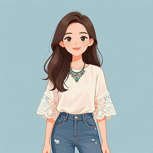 Smiling Woman in Casual Chic Outfit