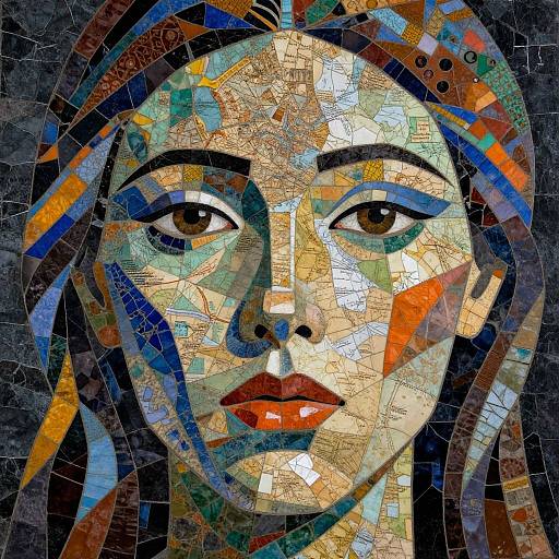 Abstract Mosaic Woman's Face Map
