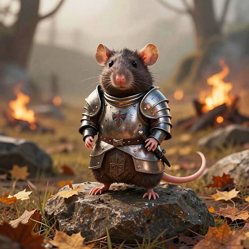 Armored Fantasy Rat on Battlefield
