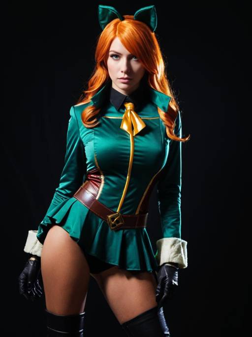 Sexy Woman in Green C.C. Cosplay Costume