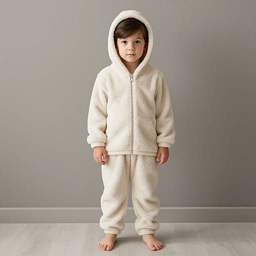 Realistic Toddler Boy in Fleece Pajamas