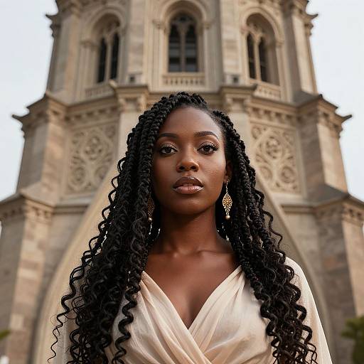 Elegant African Woman with Ornate Tower