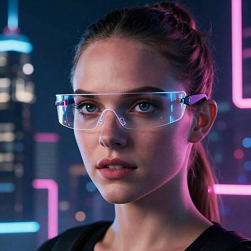 Natalie Portman Cyberpunk Neon Portrait
