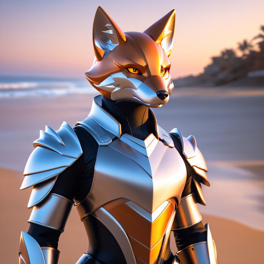 Anthropomorphic Fox in Sleek Armor