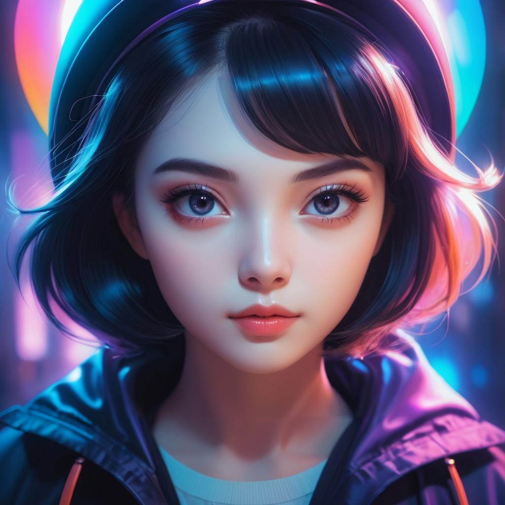 Curious Girl Portrait in Art Style