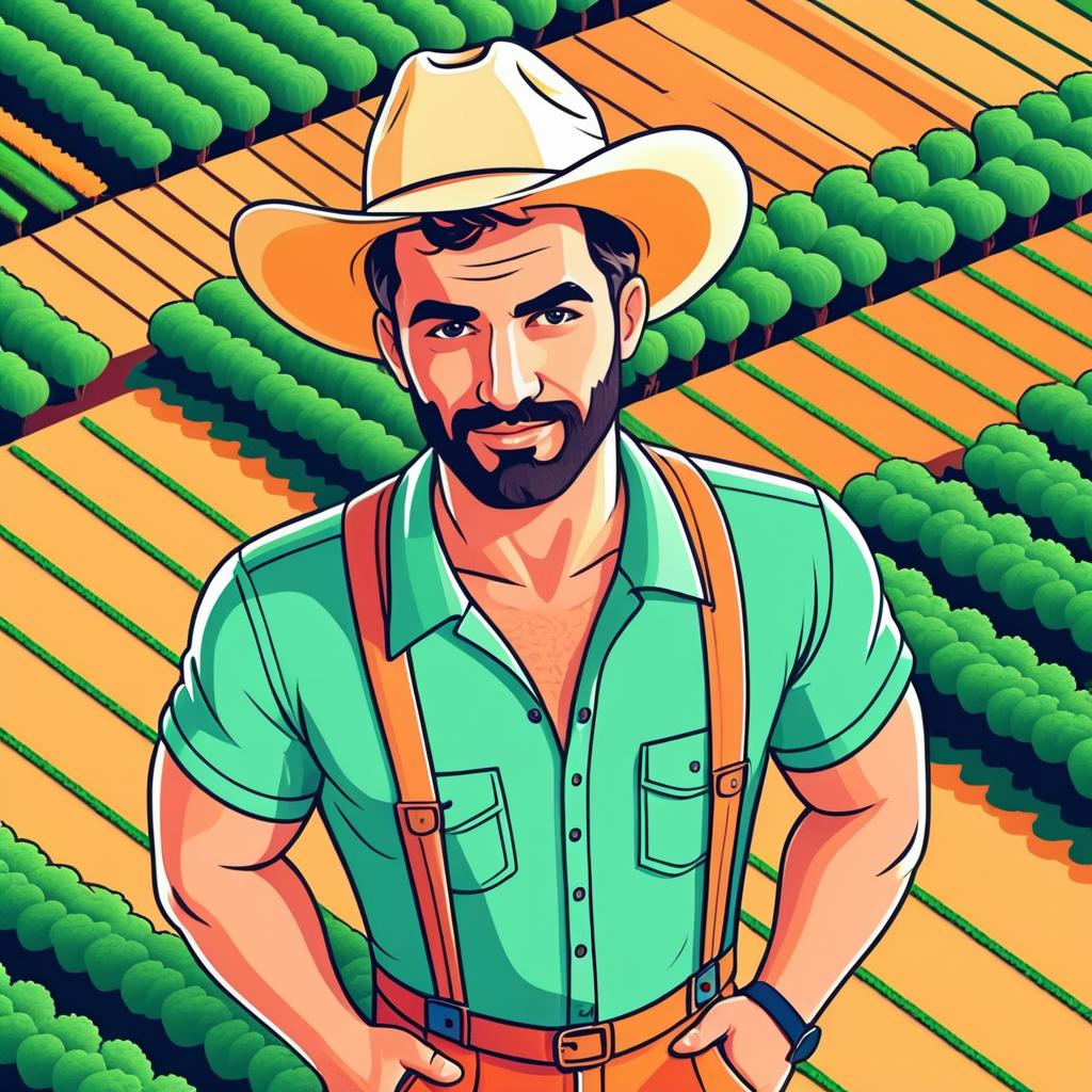 Cartoon Farmer Illustration for T-Shirt