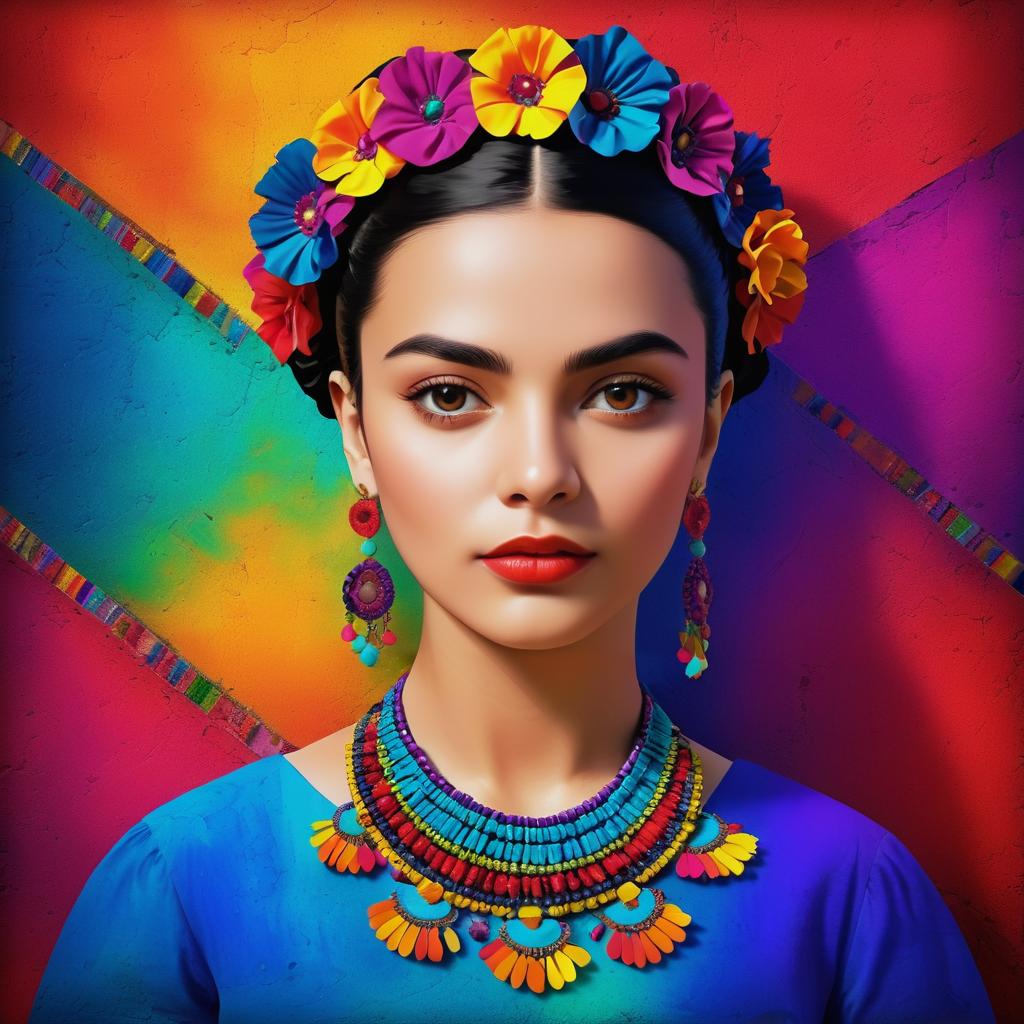 Vibrant Frida Kahlo Style Portrait