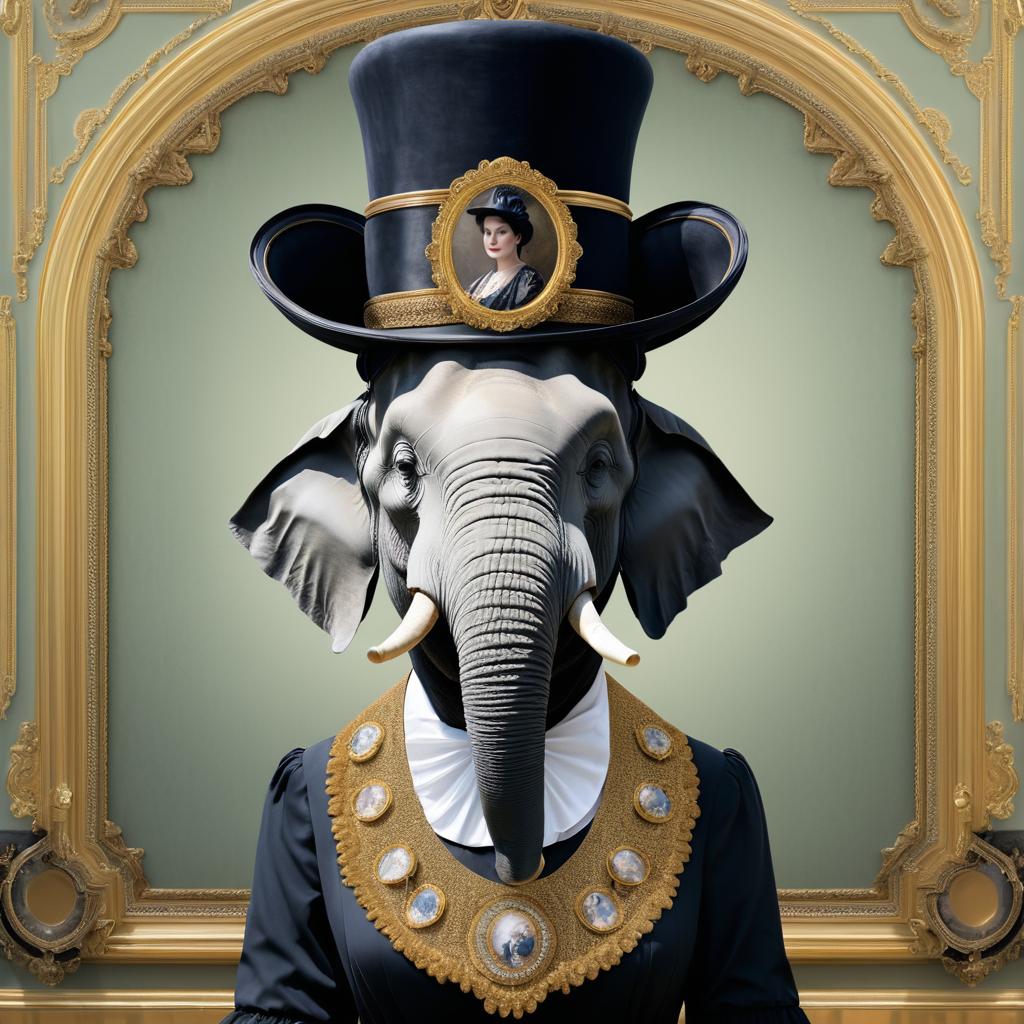 Elegant Elephant in a Top Hat