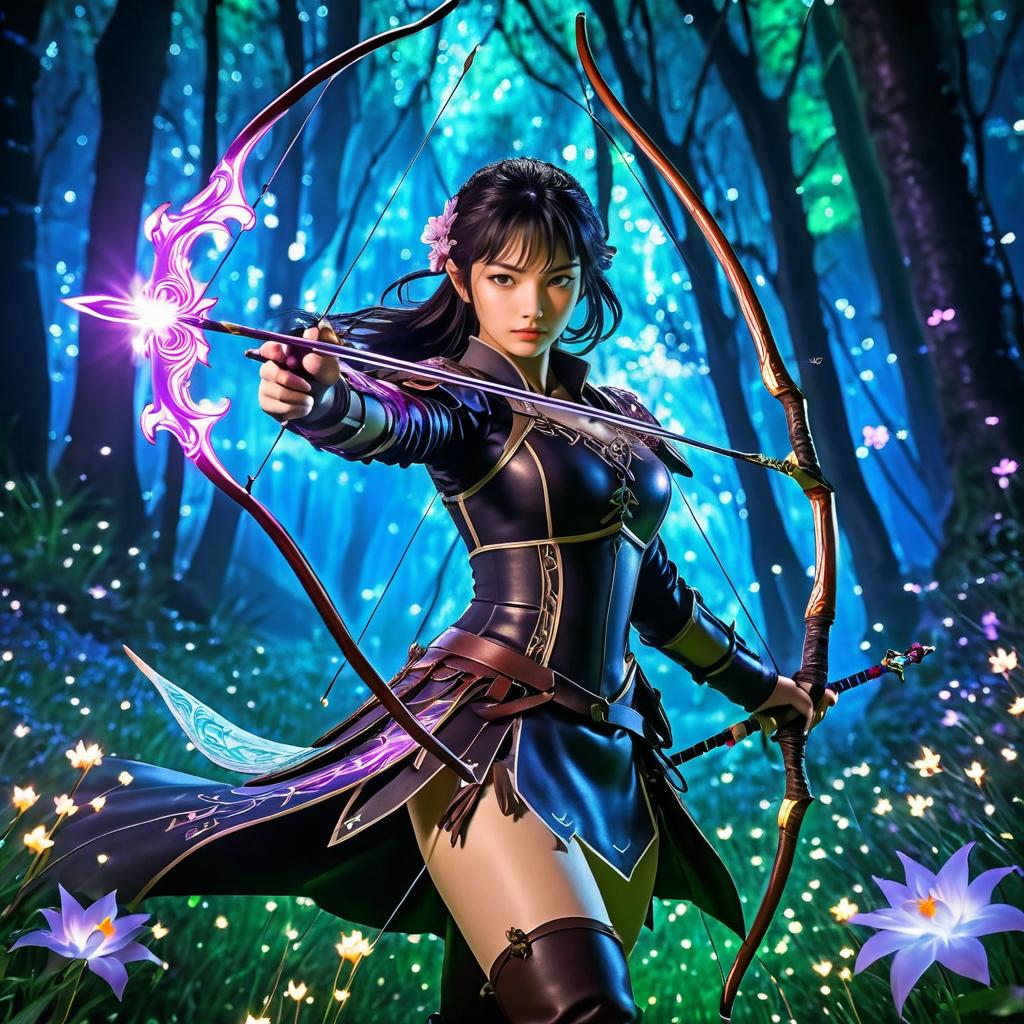 Determined Huntress in Enchanted Glade