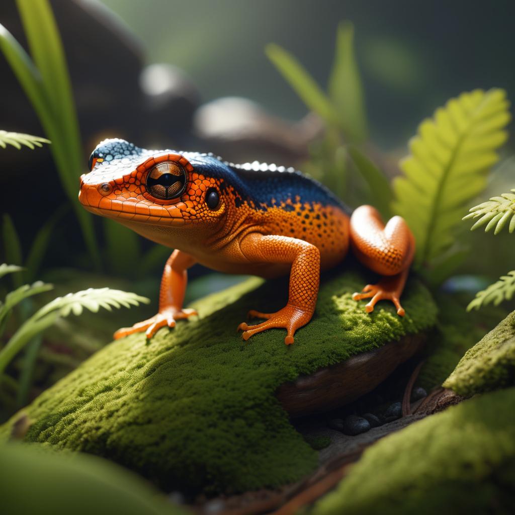 Hyper-Realistic 3D Newt Rendering