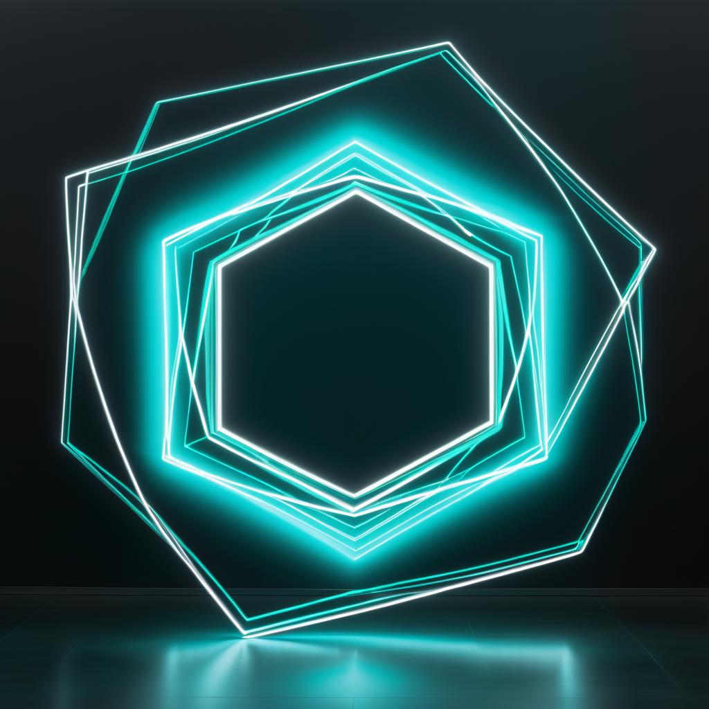 Ethereal Teal Pentagon Light Art