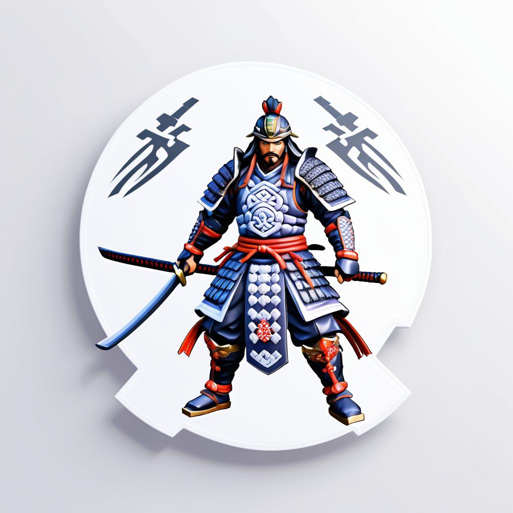 Ultra-Detailed Samurai Warrior Sticker Design