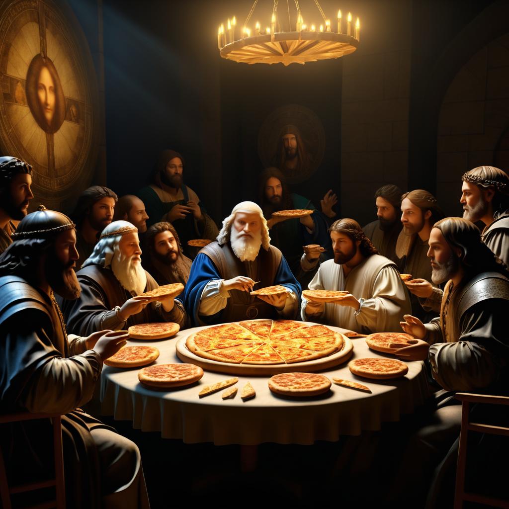 Renaissance Gathering: Da Vinci Enjoys Pizza