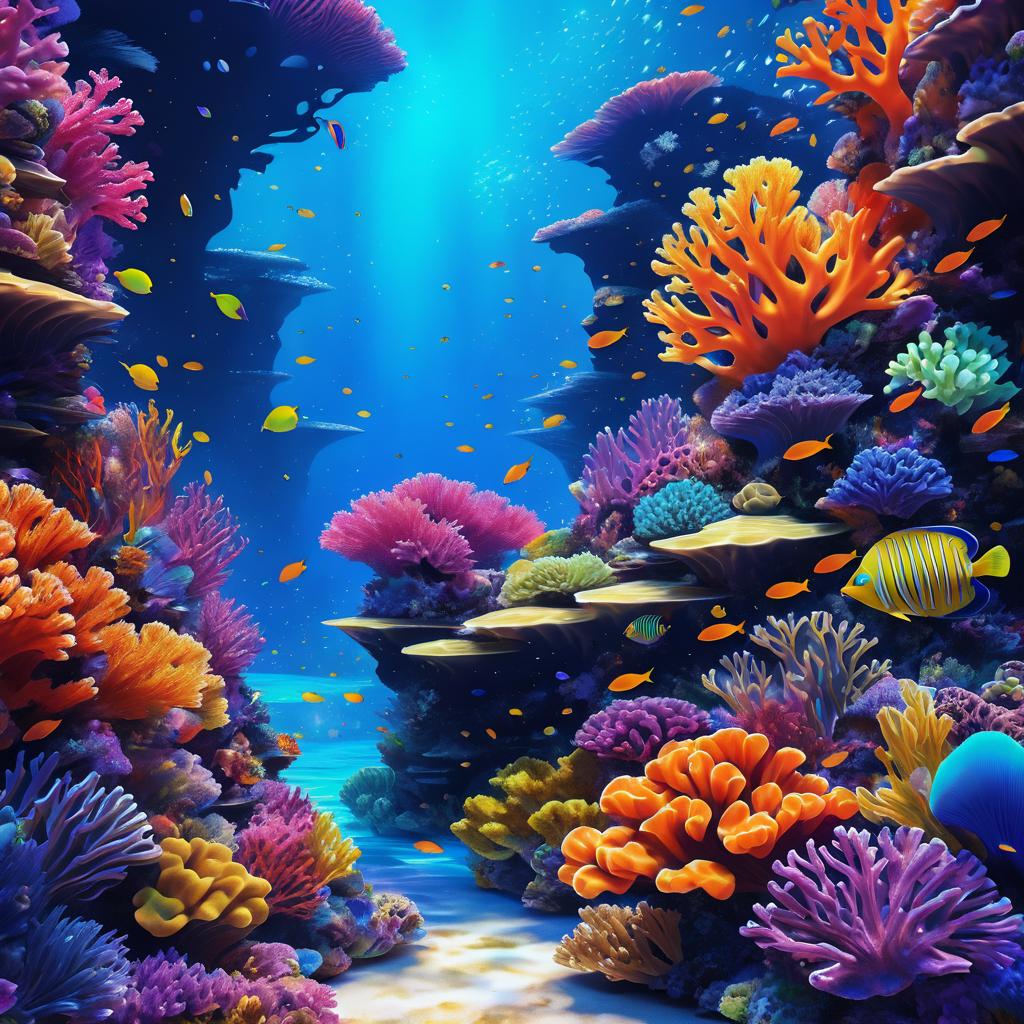 Vibrant Coral Reef Art Inspired by Klimt