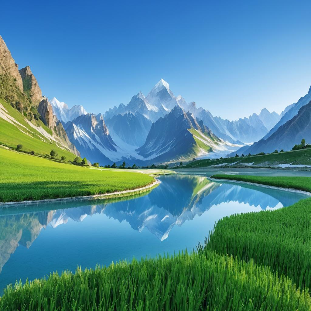 Serene Valley with Majestic Mountains