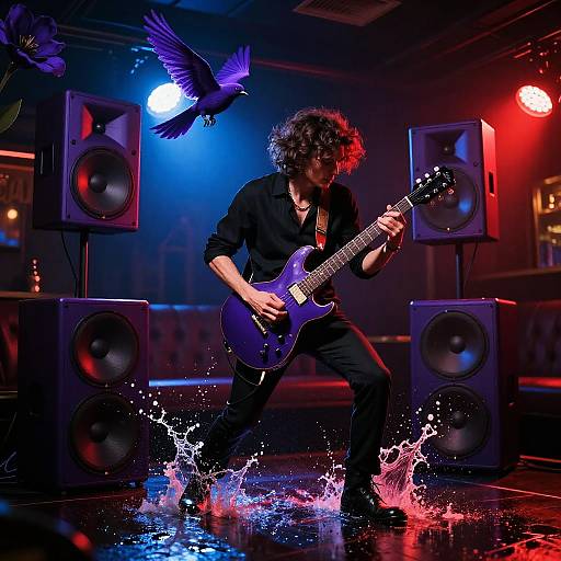 Jazz Pianist in Crimson Speakeasy Splash