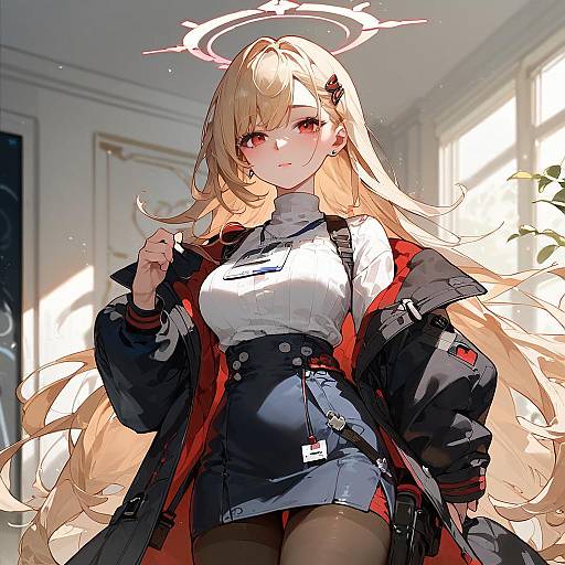 Expressionless Futuristic Anime Agent with Halo