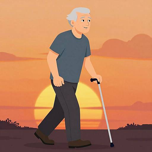 Determined Parkinson's Patient at Sunset
