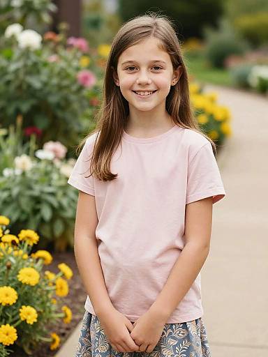 9-Year-Old Girl in Garden Portrait