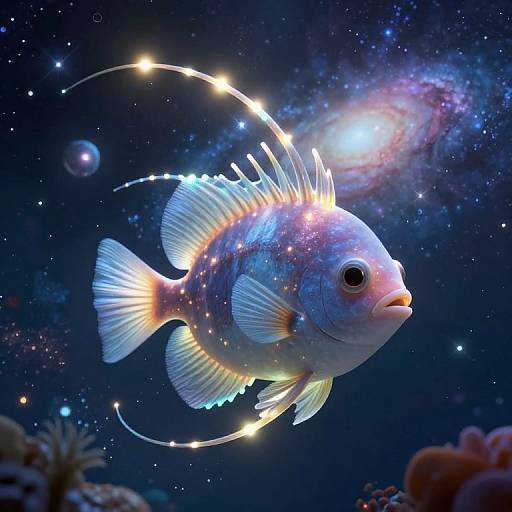 Surreal Cosmic Fish in Dreamscape