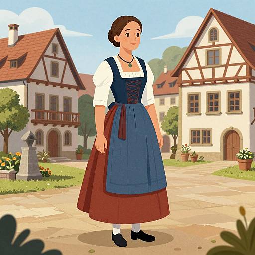 Traditional Frankish Woman Illustration