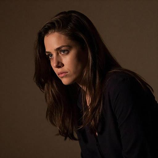 Dramatic Portrait of Woman Against Wall